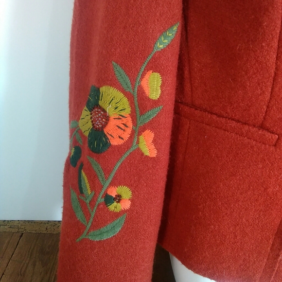 Script Wool Blend Embroidered Blazer Jacket 12 - Picture 6 of 7